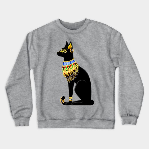 Cat Ancient Egypt Deity Sacred Animal Crewneck Sweatshirt by BluedarkArt